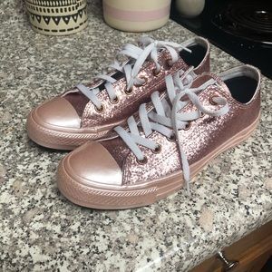 Converse pink glitter shoes